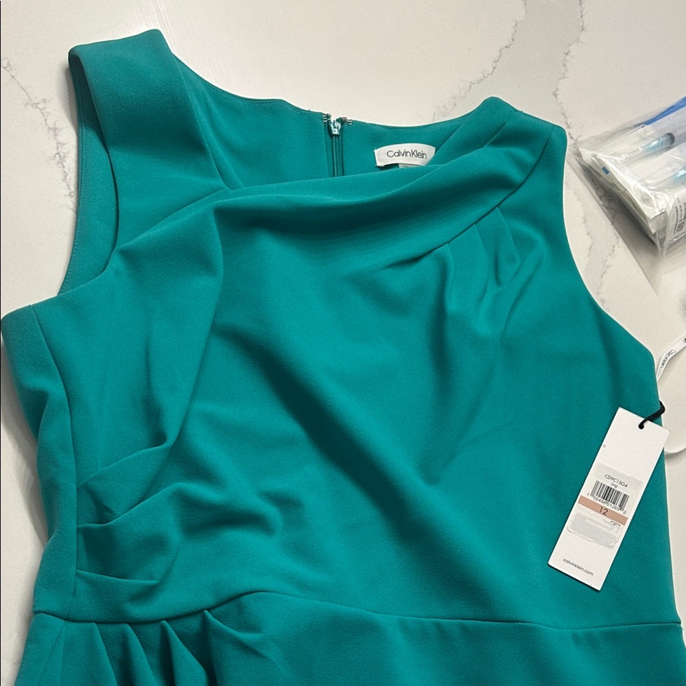 Calvin Klein Teal Sleeveless Sheath Dress